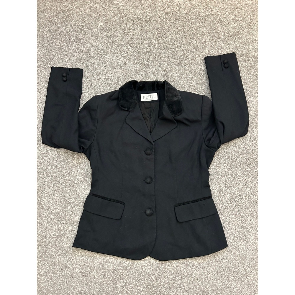 VTG Victorian Petite Sophisticate Blazer Women 4P Black Excellent Velvet Jacket